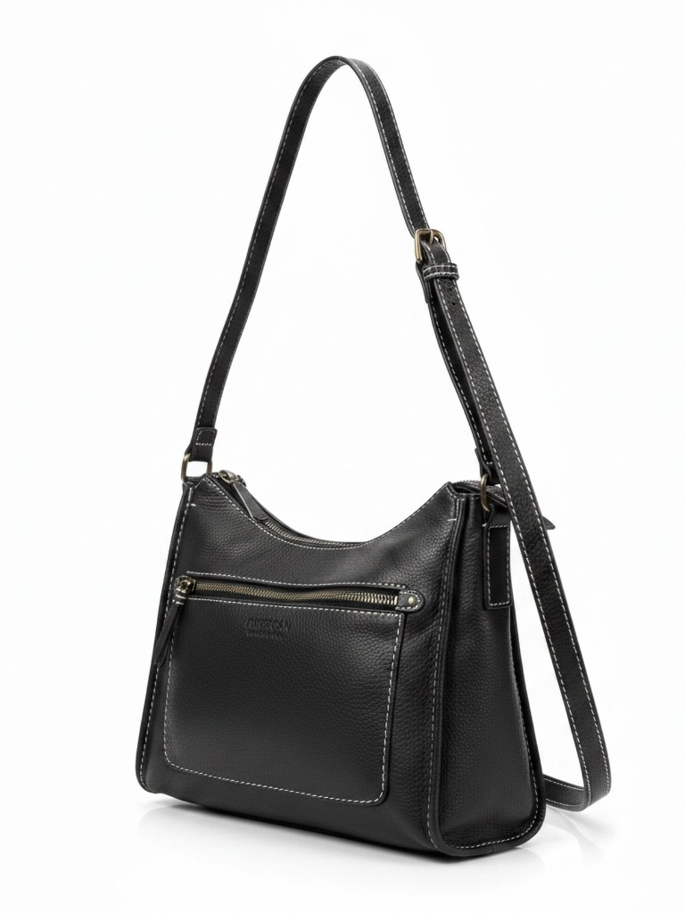American Leather Co. Black Pebbled Leather Crossbody Purse